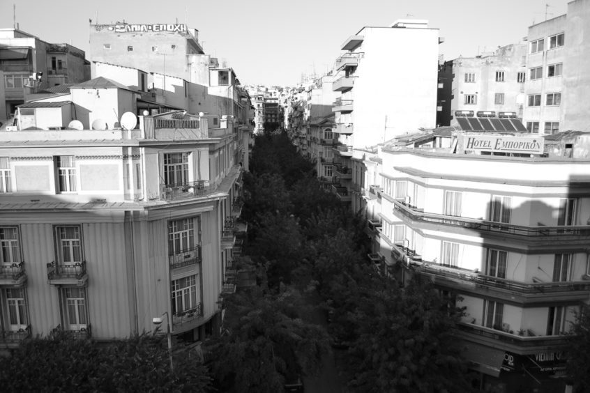 Hotel Minerva Premier: the view from a room's balcony.