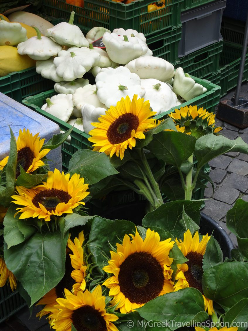 Lovely flowers and local vegetables from the market