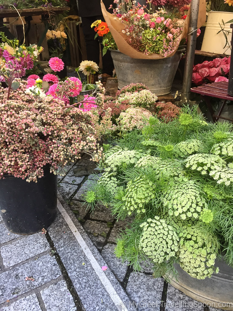 Flower stand in Lausanne's Saturday market.