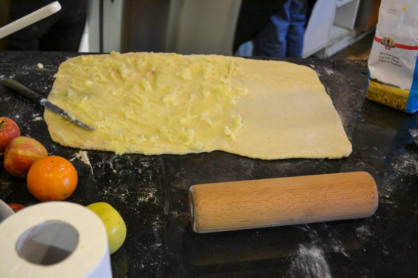 Homemade Kouign Aman, a very buttery pastry.